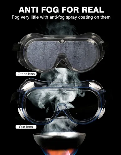 Vista 6 de MELASA Anteojos de seguridad ANSI Z87.1, antivaho gafas protectoras de laboratorio, gafas de protección ocular Comfortable Soft Edge Design