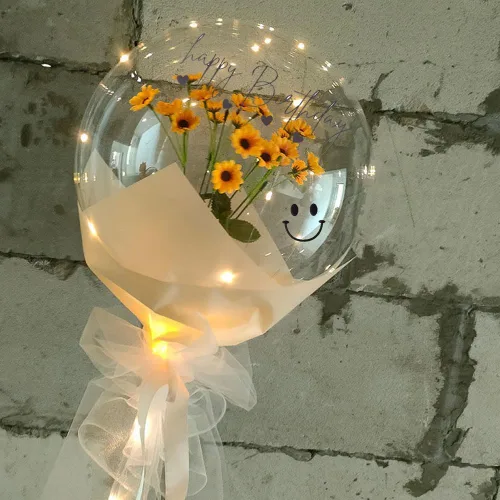 Vista 4 de Calcomanía de globo de feliz cumpleaños, decoración de fiesta Bobo, 5 piezas de letras y números, calcomanías de globos de cumpleaños DIY