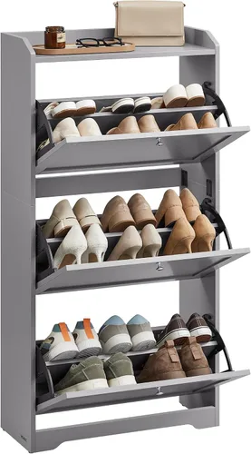 Vista 8 de VASAGLE Armario para zapatos con 2 cajones abatibles, capacidad para hasta Divisores ajustables y extraíbles, entrada, 31.5 x 9.4 x 40.2 pulgadas