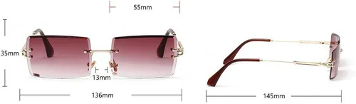 Vista 2 de MINCL - Gafas de sol rectangulares pequeñas para mujer, ultraligeras, color caramelo, sin marco