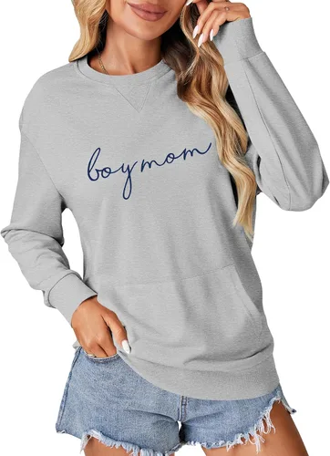 Vista 22 de OPOIPIN Suéter con bolsillo de manga larga y cuello redondo para mujer, estilo casual