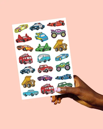 Vista 5 de xo, Fetti Tatuajes temporales de autos y camiones para niños, estilo 42, suministros de fiesta de cumpleaños, recuerdos de fiesta de autos