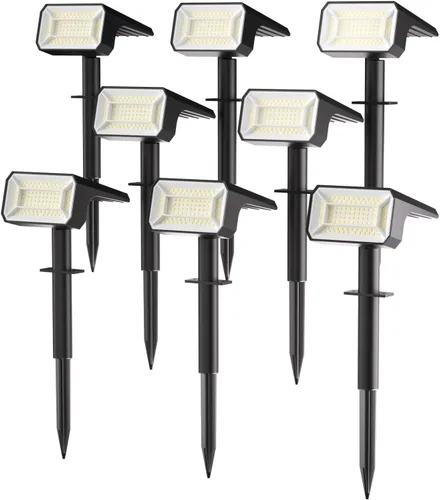 Vista 10 de Fabrito Focos solares grandes para exteriores, paquete de 2 unidades, 1000 lúmenes de alto brillo, foco solar impermeable IP65 con 136 LED, luces