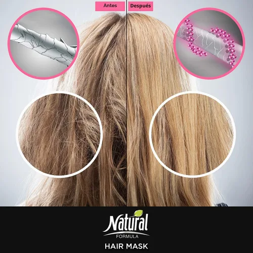 Vista 5 de Natural FORMULA Ampolla Intense Hair Mask With Restoring Oils Nutri, Fortalece e Hidrata Cabello Seco y Dañado - Mascarilla Sin parabenos ni SLS