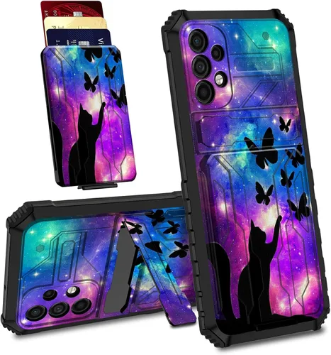 Vista 29 de Funda para Samsung Galaxy A53 5G con ranura desmontable para tarjetero, función atril, doble capa, resistente, a prueba de golpes, funda oculta