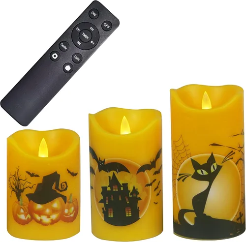 Vista 9 de CANDLE CHOICE Velas sin llama que cambian de color a pilas con temporizador remoto, cera real, parpadeante, eléctrica, multicolor, luces LED