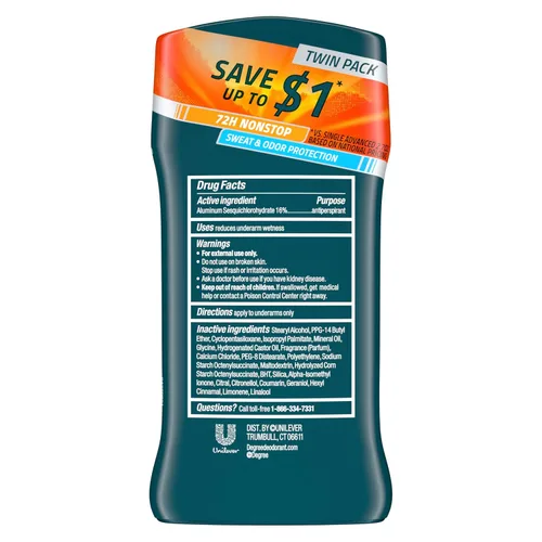 Vista 2 de Degree Men Advanced Protection Desodorante antitranspirante, Adventure, 2.7 oz, paquete de 2
