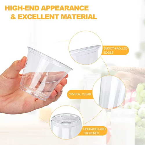 Vista 4 de TashiBox Vasos de plástico desechables de 9 onzas, 100 unidades, transparente