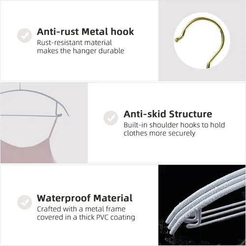 Vista 4 de MOPALL Perchas para ropa, paquete de 20 perchas antideslizantes para suéter sin protuberancias en los hombros, 16.5 pulgadas de ancho, duraderas