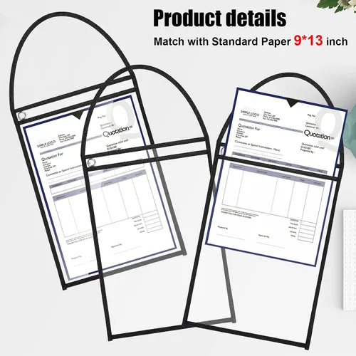 Vista 3 de Geyee Paquete de 50 soportes para boletos de trabajo, bolsillos para pedidos de trabajo para manga colgante de 9 x 12 pulgadas, soportes de boletos