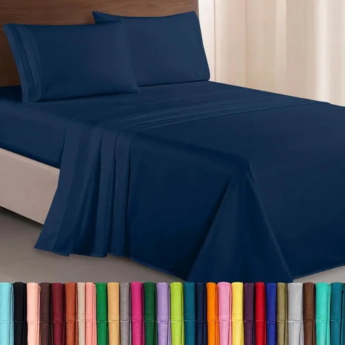 Vista 35 de Elegant Comfort Lujoso juego de sábanas de microfibra de alta calidad 1500 hoteleras bordadas de tres líneas más suaves de 4 piezas, resistente a