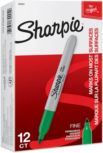 Vista 7 de Marcadores permanentes de Sharpie, punta fina, negro, caja de 12, Verde 12-paquete