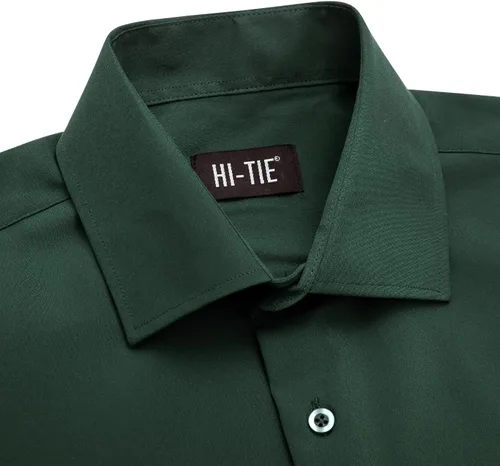 Vista 4 de Hi-Tie Camisas de vestir para hombre de 4 vías con estiramiento, camisas de vestir de manga larga con botones, sin arrugas, camisas de vestir