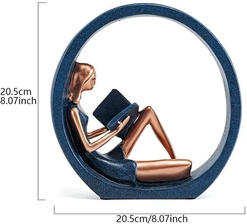 Vista 2 de EKDJKK Estatuilla de resina leyendo un libro, estantería de yoga para niña, decoración estética, escultura, pieza de acento, esculturas artísticas