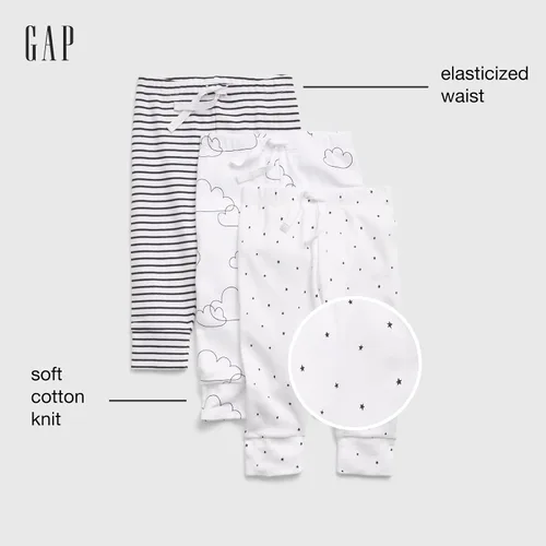 Vista 2 de GAP Baby 3-Pack First Favourite Pull-on Pants Bottoms