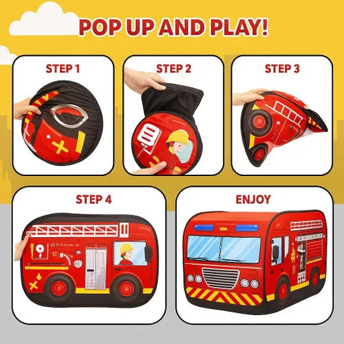 Vista 4 de Tienda de campaña desplegable para niños - Mi Primera casa de juegos plegable de vehículo para interiores y exteriores para niños pequeños, niños