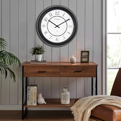 Vista 9 de CLXEAST Reloj de pared atómico iluminado/al aire libre de 14" resistente al