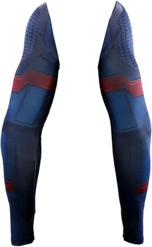 Vista 2 de Ticci Toby Disfraz de superhéroe para cosplay con protección solar UV, manga de compresión deportiva, disfraz de superhéroe (capitán), Capitán