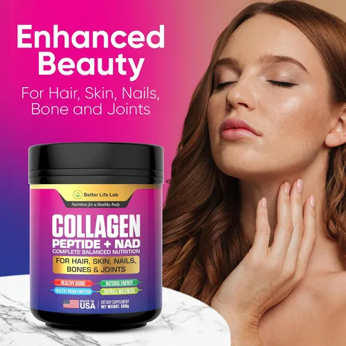 Vista 5 de BETTER LIFE LAB Péptidos de colágeno hidrolizados con NAD – Apoya el cabello, la piel, las uñas, las articulaciones y los huesos – Colágeno tipo I