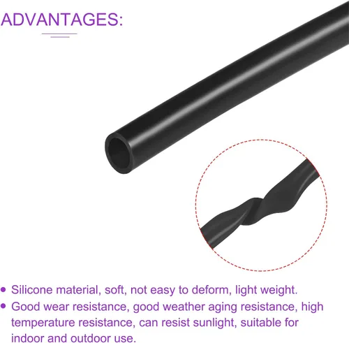 Vista 5 de DMiotech Tubo de silicona industrial negro de 3/8 "(9 mm) ID 1/2 "(12 mm) OD 6.6 pies tubo de silicona industrial negro para bomba de aire de agua