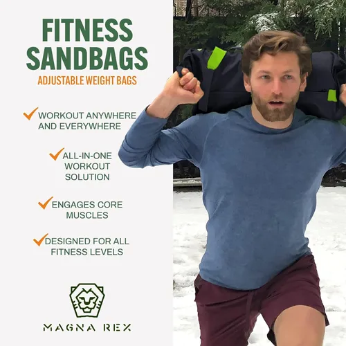 Vista 7 de Sandbags for Working Out - 50 to 90 lbs - Adjustable Heavy Duty Equipment for Weight Training - 1 Outer, 3 Inner Sandbags - Portable Tough Workout
