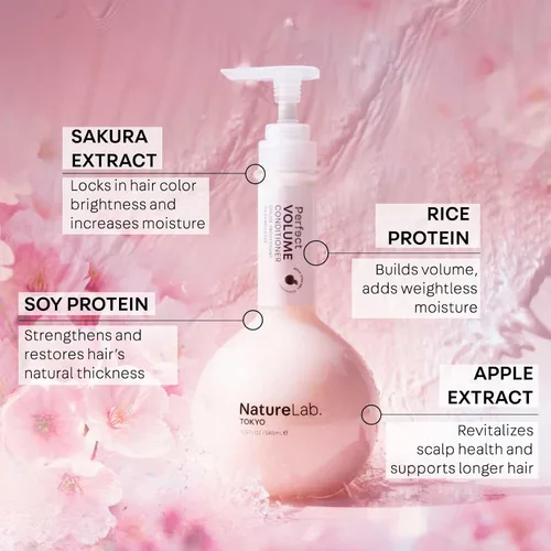 Vista 4 de NatureLab.TOKYO - Acondicionador de volumen perfecto, acondicionador ligero para cabello plano y flácido, restaura el grosor, aumenta el volumen