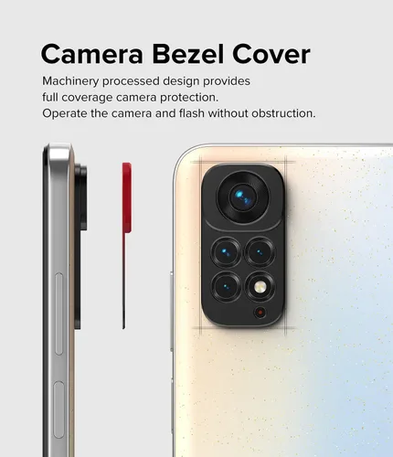 Vista 6 de Ringke Estilo de cámara compatible con Redmi Note 11S, protector de borde de lente de cámara trasera, marco de aluminio resistente, cubierta