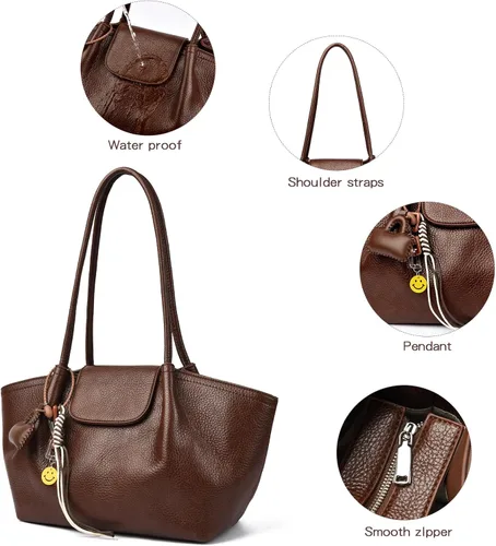 Vista 5 de Travistar Bolso de mano para mujer - Veagn - Bolso de hombro de cuero con asa superior, bolso de trabajo hobo de otoño 2025 con bonito colgante