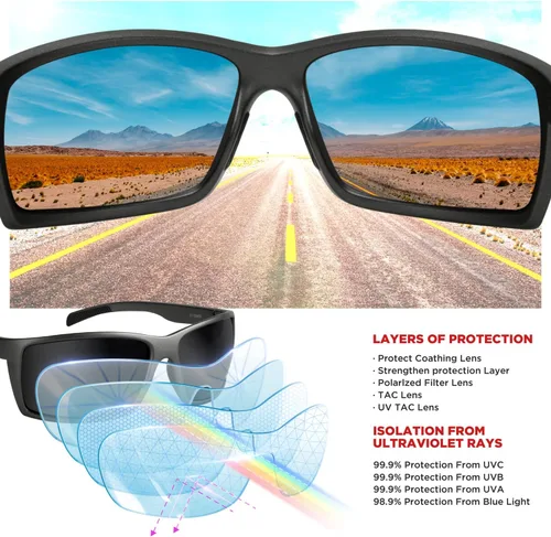 Vista 4 de RIVBOS Polarized Sports Sunglasses Driving shades For Men TR90 Unbreakable Frame RBS863