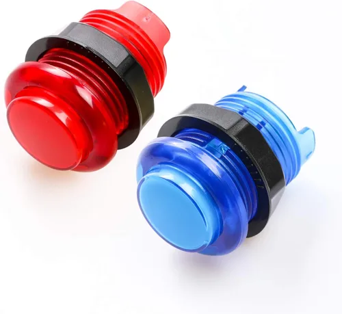 Vista 7 de Qenker 2 jugadores LED Arcade DIY Parts 2X USB Encoder + 2X Joystick + 20x LED Arcade Botones para PC, MAME, Raspberry Pi, Windows (kit rojo y azul)