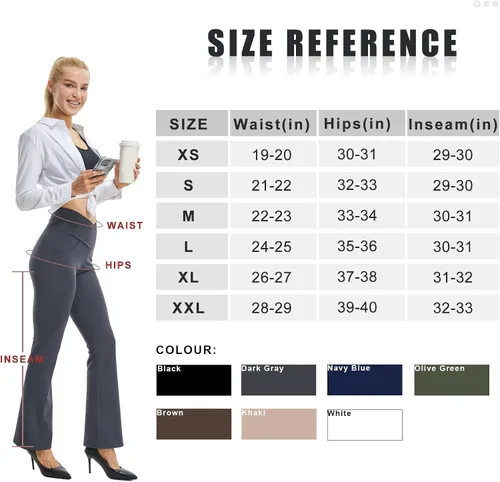 Vista 5 de FireSwan Leggings acampanados cruzados para mujer con bolsillos, corte de bota, cintura alta, pantalones de yoga con control de abdomen, pantalones