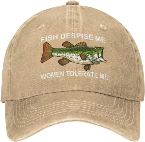 Vista 9 de Fishing Cap Fish Despise Me Women Tolerate Me Hat for Men Baseball Caps Vintage Caps Negro