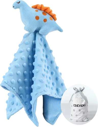 Vista 28 de CREVENT Manta de seguridad facial de animales de felpa suave para niños y niñas, gran regalo para cumpleaños, baby shower (perro azul + etiqueta)