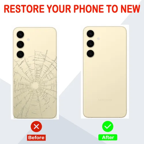 Vista 5 de Reemplazo de cristal trasero para Samsung Galaxy S24 con kit de herramientas de reparación profesional (Amber Yellow)