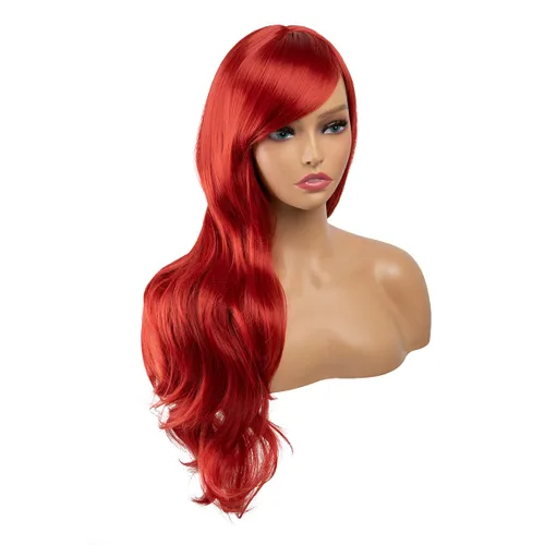 Vista 3 de SARLA Peluca de cabello sintético largo ondulado para mujer, 28 pulgadas, para fiesta de cosplay, disfraz de Halloween, tamaño adulto