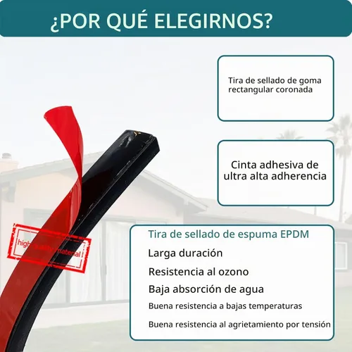 Vista 3 de Sello rectangular de goma de espuma, autoadhesivo, goma de espuma EPDM, para barco, automóvil, RV, marina, puertas de garaje/ventana y más, ancho