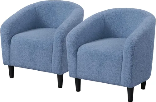 Vista 10 de Topeakmart Silla de barril, silla de acento de sherpa suave, silla auxiliar de club, estilo moderno, asiento profundo, sillón de barril para sala