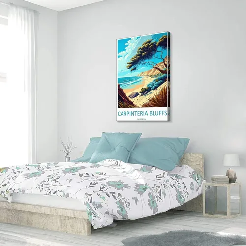 Vista 3 de Carpinteria Bluffs California - Póster de viaje vintage de paisaje de 08 x 12 pulgadas (7.9 x 11.8 in), lienzo artístico y lienzo para pared, póster