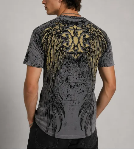 Vista 6 de Xtreme Couture by Affliction Camiseta para hombre, diseño gráfico Gris oscuro (leyenda)