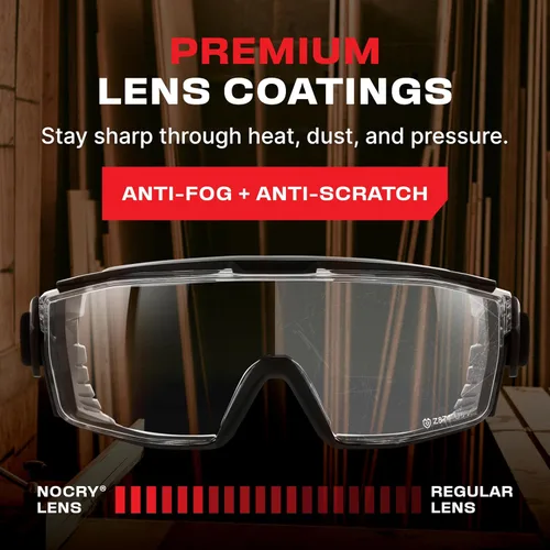 Vista 5 de NoCry Gafas de seguridad transparentes sobre anteojos — para hombres y mujeres con junta, UV380, lentes panorámicos antivaho con ventilación