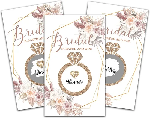 Vista 14 de Tarjetas de juego para raspar para despedida de soltera, boletos de lotería nupcial de flores de primavera, ideas de juegos de despedida de soltera