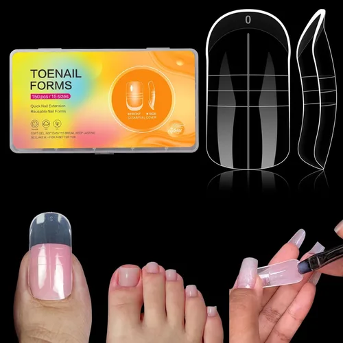 Vista 8 de 288 formas de uñas dobles francesas para gel de polietileno, 8 formas 12 tamaños Transparente