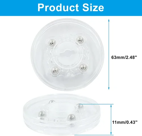 Vista 2 de 4 mini tocadiscos acrílicos Lazy Susan, bandeja giratoria de rodamiento de bolas de 2.480 in/2.48 pulgadas de diámetro, placa giratoria redonda