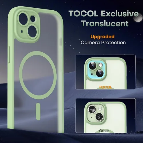 Vista 399 de TOCOL Funda para iPhone 11, compatible con Magsafe, protección completa de cámara, imanes integrados, protección contra caídas, funda translúcida