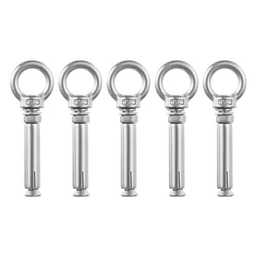 Vista 26 de uxcell Aro de elevación de la expansión, 8pcs M6x50mm 304 tornillo de expansión de acero inoxidable con anillo de ojo para pared de ladrillo