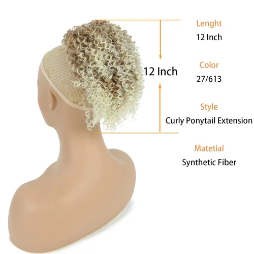Vista 3 de Cola de caballo con cordón para mujeres negras, extensión de cola de caballo corta rizada para mujeres negras, extensión de cola de caballo rizada