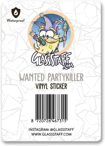 Vista 3 de Glassstaff Wanted Partykiller DND - Calcomanías divertidas de Calabozos y Dragones para hombres y mujeres - Calcomanías geniales para adolescentes
