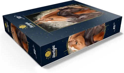 Vista 3 de MyPuzzle Horse Hug - Rompecabezas prémium de 100 piezas, fabricado en Estados Unidos