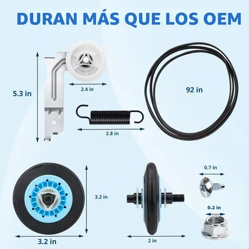 Vista 6 de 【Mejorado】Parte de Repuesto para Rodillo de Secadora para Samsung DV42H5000EWA3 DV45H7000EWA2 DV48H7400EWA2 DV42H5200EPA3 DV40J3000EWA2, Kit