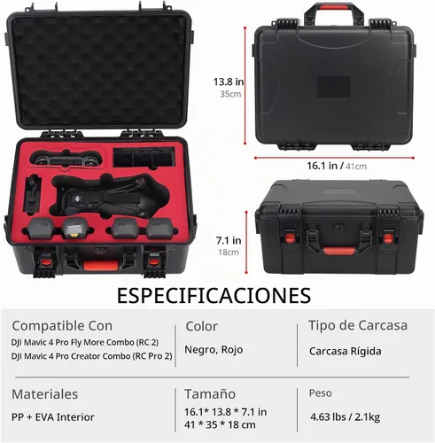 Vista 5 de Estuche rígido profesional Mavic 4 Pro, impermeable, bolsa de transporte de viaje para DJI Mavic 4 Pro Creator/Fly More Combo, compatible con DJI RC